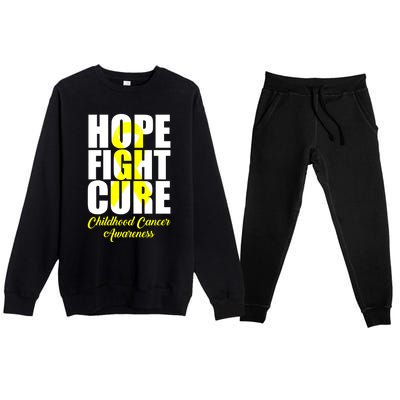 Childhood Cancer Support Hope Fight Cure Funny Gift Premium Crewneck Sweatsuit Set