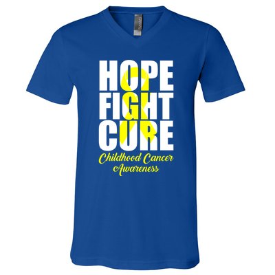 Childhood Cancer Support Hope Fight Cure Funny Gift V-Neck T-Shirt