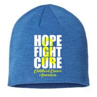 Childhood Cancer Support Hope Fight Cure Funny Gift Sustainable Beanie