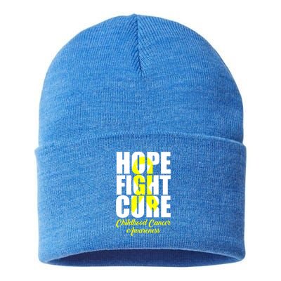 Childhood Cancer Support Hope Fight Cure Funny Gift Sustainable Knit Beanie