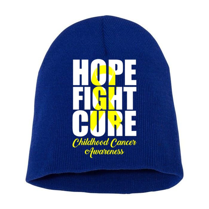 Childhood Cancer Support Hope Fight Cure Funny Gift Short Acrylic Beanie