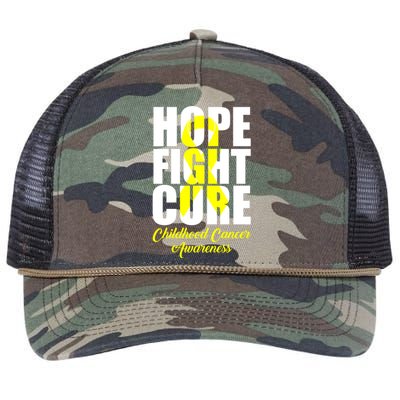 Childhood Cancer Support Hope Fight Cure Funny Gift Retro Rope Trucker Hat Cap