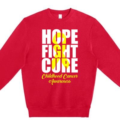 Childhood Cancer Support Hope Fight Cure Funny Gift Premium Crewneck Sweatshirt