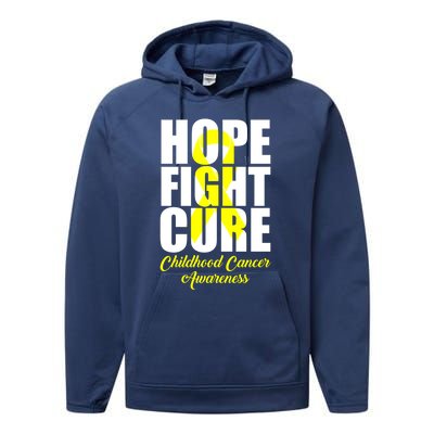 Childhood Cancer Support Hope Fight Cure Funny Gift Performance Fleece Hoodie