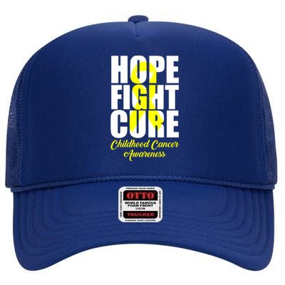 Childhood Cancer Support Hope Fight Cure Funny Gift High Crown Mesh Back Trucker Hat