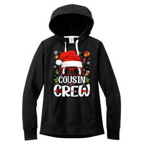 Cousin Crew Santa Hat Xmas Christmas Family Matching Pajamas Gift Women's Fleece Hoodie