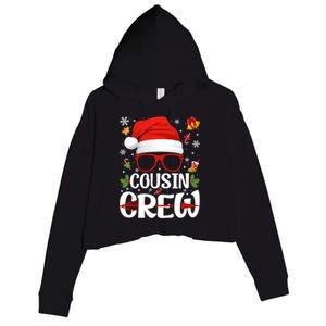 Cousin Crew Santa Hat Xmas Christmas Family Matching Pajamas Gift Crop Fleece Hoodie