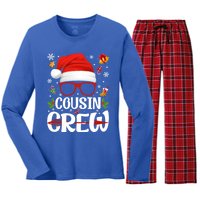 Cousin Crew Santa Hat Xmas Christmas Family Matching Pajamas Gift Women's Long Sleeve Flannel Pajama Set 