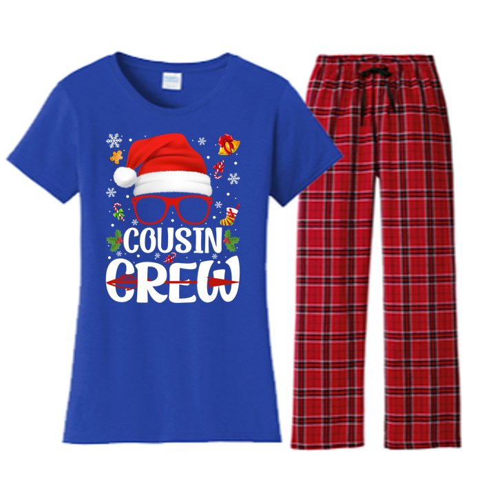 Cousin Crew Santa Hat Xmas Christmas Family Matching Pajamas Gift Women's Flannel Pajama Set