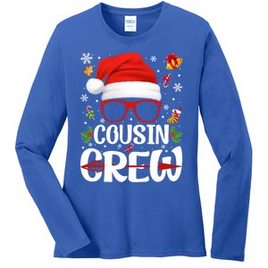 Cousin Crew Santa Hat Xmas Christmas Family Matching Pajamas Gift Ladies Long Sleeve Shirt