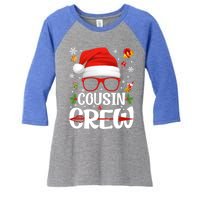 Cousin Crew Santa Hat Xmas Christmas Family Matching Pajamas Gift Women's Tri-Blend 3/4-Sleeve Raglan Shirt