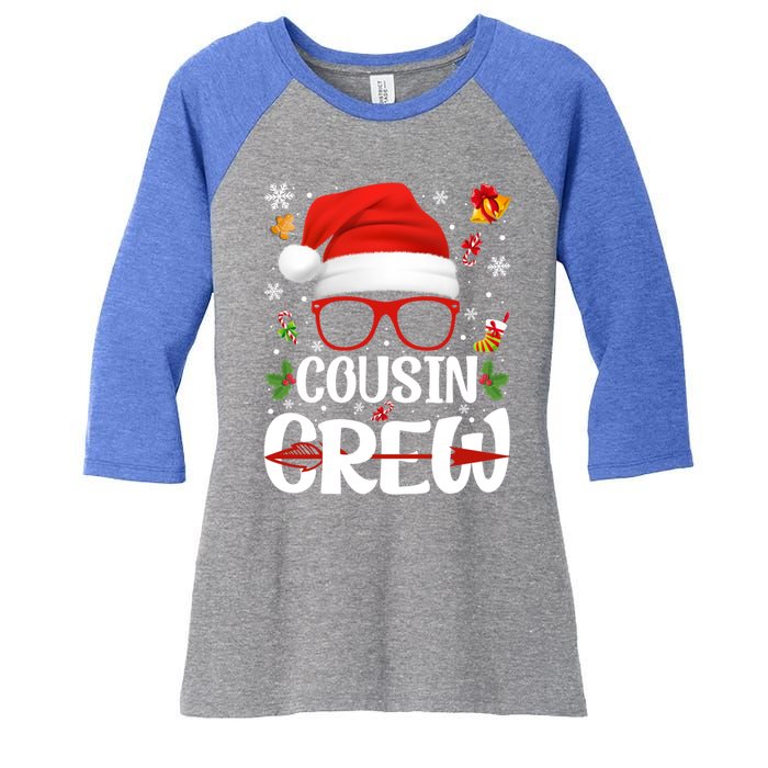 Cousin Crew Santa Hat Xmas Christmas Family Matching Pajamas Gift Women's Tri-Blend 3/4-Sleeve Raglan Shirt