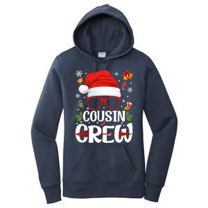 Cousin Crew Santa Hat Xmas Christmas Family Matching Pajamas Gift Women's Pullover Hoodie