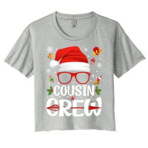 Cousin Crew Santa Hat Xmas Christmas Family Matching Pajamas Gift Women's Crop Top Tee