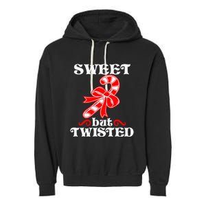 Candy Cane Sweet But Twisted Funny Christmas Short Sleeve Garment-Dyed Fleece Hoodie