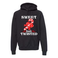 Candy Cane Sweet But Twisted Funny Christmas Short Sleeve Premium Hoodie