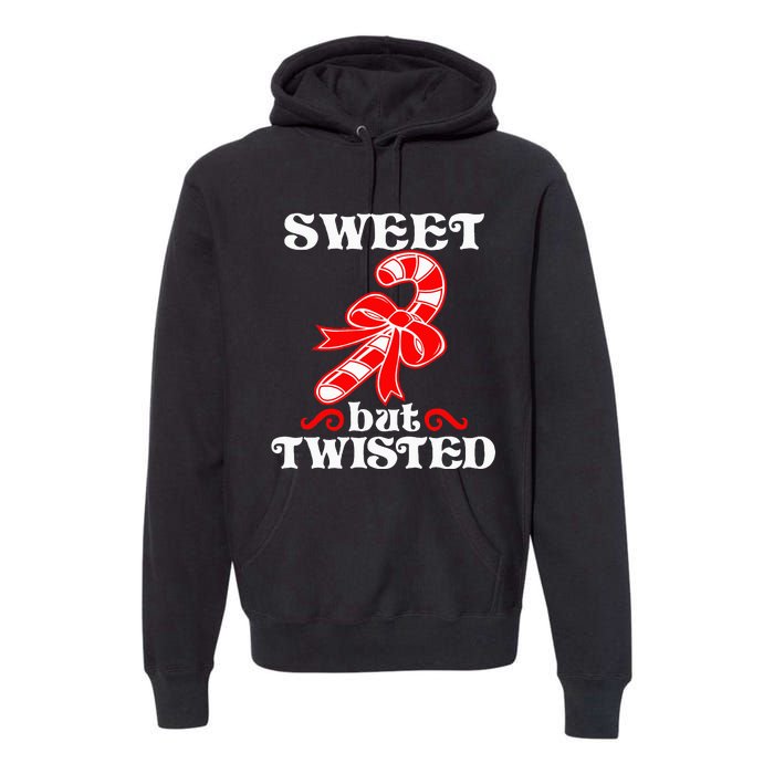 Candy Cane Sweet But Twisted Funny Christmas Short Sleeve Premium Hoodie