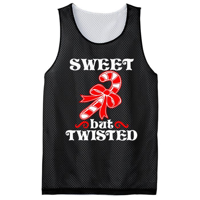 Candy Cane Sweet But Twisted Funny Christmas Short Sleeve Mesh Reversible Basketball Jersey Tank