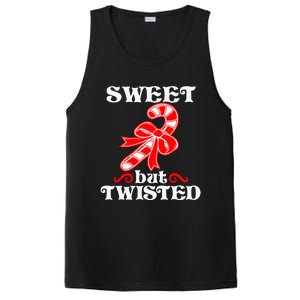 Candy Cane Sweet But Twisted Funny Christmas Short Sleeve PosiCharge Competitor Tank