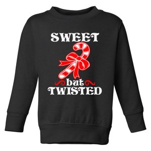 Candy Cane Sweet But Twisted Funny Christmas Short Sleeve Toddler Sweatshirt