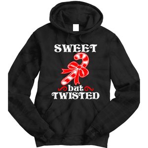 Candy Cane Sweet But Twisted Funny Christmas Short Sleeve Tie Dye Hoodie