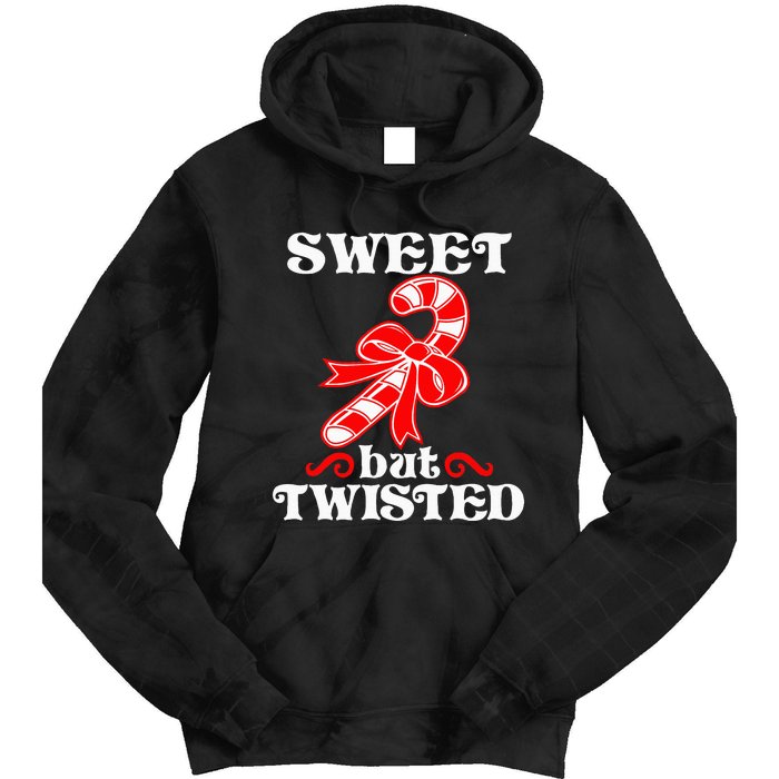 Candy Cane Sweet But Twisted Funny Christmas Short Sleeve Tie Dye Hoodie