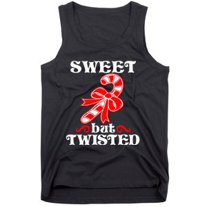 Candy Cane Sweet But Twisted Funny Christmas Short Sleeve Tank Top