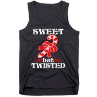 Candy Cane Sweet But Twisted Funny Christmas Short Sleeve Tank Top