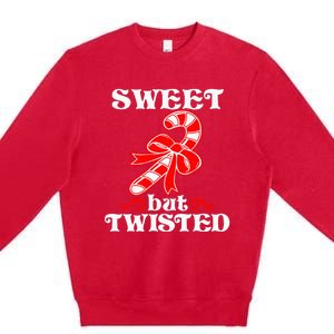 Candy Cane Sweet But Twisted Funny Christmas Short Sleeve Premium Crewneck Sweatshirt