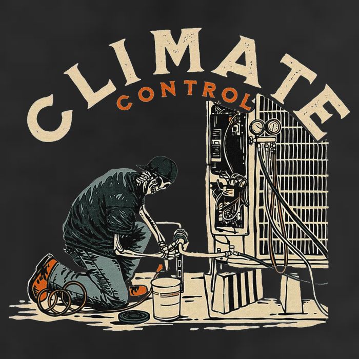 Climate Control Skeleton Hvac Technician Pride 7 Panel Mesh Trucker Snapback Hat