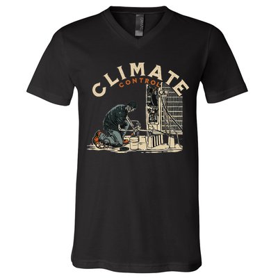 Climate Control Skeleton Hvac Technician Pride V-Neck T-Shirt