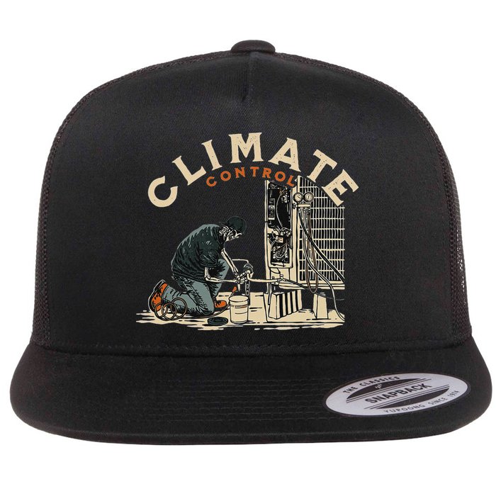 Climate Control Skeleton Hvac Technician Pride Flat Bill Trucker Hat
