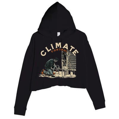 Climate Control Skeleton Hvac Technician Pride Crop Fleece Hoodie