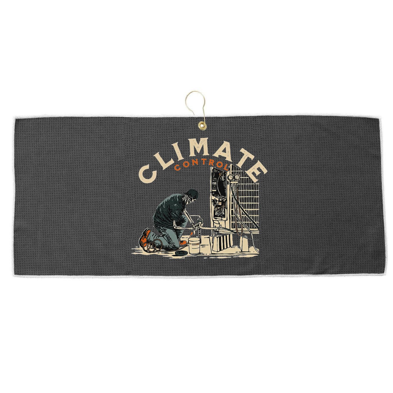 Climate Control Skeleton Hvac Technician Pride Large Microfiber Waffle Golf Towel