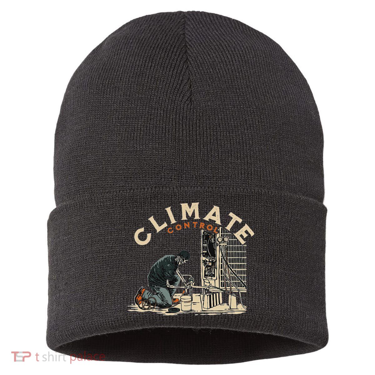 Climate Control Skeleton Hvac Technician Pride Sustainable Knit Beanie