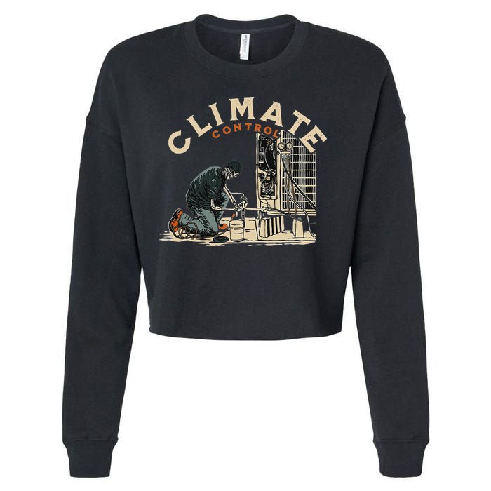 Climate Control Skeleton Hvac Technician Pride Cropped Pullover Crew