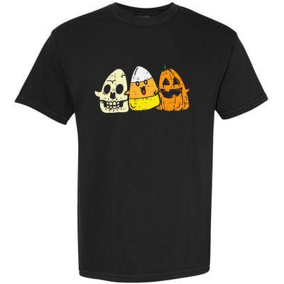 Candy Corn Skeleton Skull Pumpkin Fun Halloween Costume Garment-Dyed Heavyweight T-Shirt