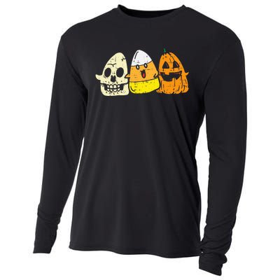 Candy Corn Skeleton Skull Pumpkin Fun Halloween Costume Cooling Performance Long Sleeve Crew