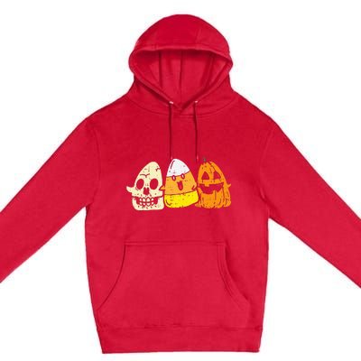 Candy Corn Skeleton Skull Pumpkin Fun Halloween Costume Premium Pullover Hoodie