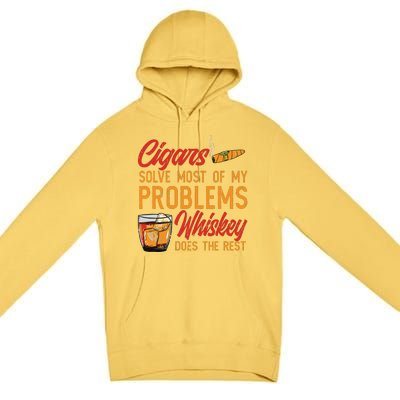 Cuban Cigar Smoking Whiskey Drinker Whisky Bourbon Premium Pullover Hoodie