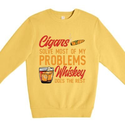 Cuban Cigar Smoking Whiskey Drinker Whisky Bourbon Premium Crewneck Sweatshirt