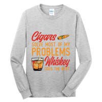 Cuban Cigar Smoking Whiskey Drinker Whisky Bourbon Tall Long Sleeve T-Shirt