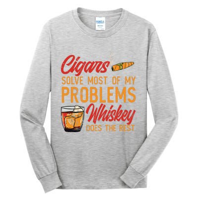 Cuban Cigar Smoking Whiskey Drinker Whisky Bourbon Tall Long Sleeve T-Shirt