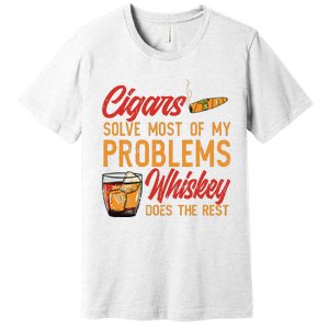 Cuban Cigar Smoking Whiskey Drinker Whisky Bourbon Premium T-Shirt