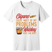 Cuban Cigar Smoking Whiskey Drinker Whisky Bourbon Premium T-Shirt