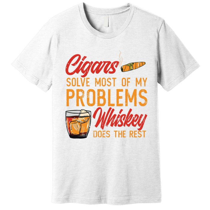 Cuban Cigar Smoking Whiskey Drinker Whisky Bourbon Premium T-Shirt