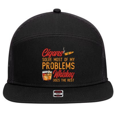 Cuban Cigar Smoking Whiskey Drinker Whisky Bourbon 7 Panel Mesh Trucker Snapback Hat