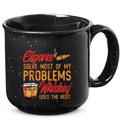 Cuban Cigar Smoking Whiskey Drinker Whisky Bourbon 15oz Campfire Ceramic Mug