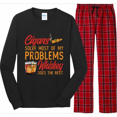 Cuban Cigar Smoking Whiskey Drinker Whisky Bourbon Long Sleeve Pajama Set