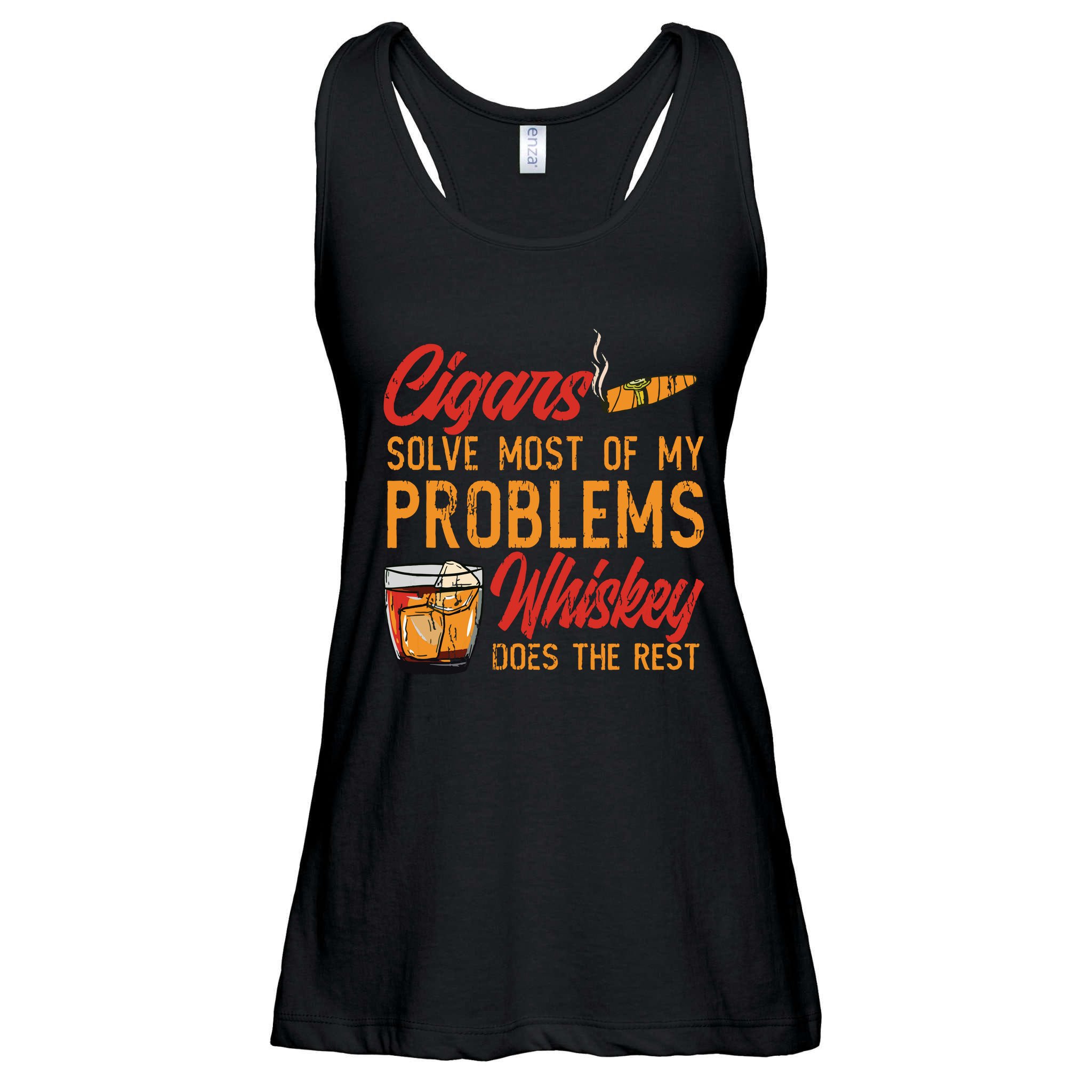 Cuban Cigar Smoking Whiskey Drinker Whisky Bourbon Ladies Essential Flowy Tank